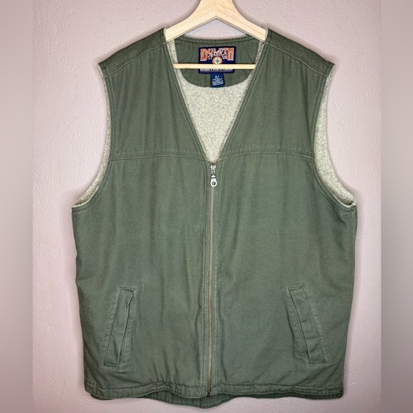 Vintage Duluth Trading Co Men's Green Zip Up Utility Vest Sherpa Lining XL Tall - Picture 1 of 16